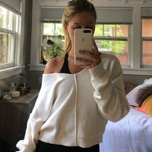 Cropped white sweater